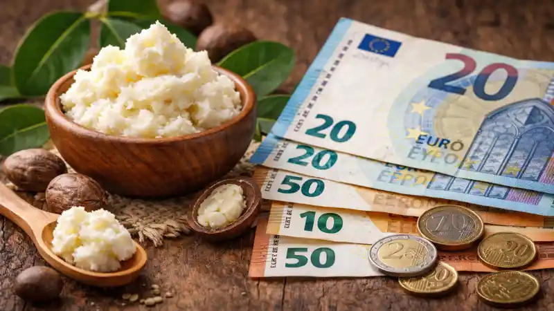 Combien coûte le beurre de karité ? Combien coûte le beurre de karité avec beurre brut, noix et billets en euros