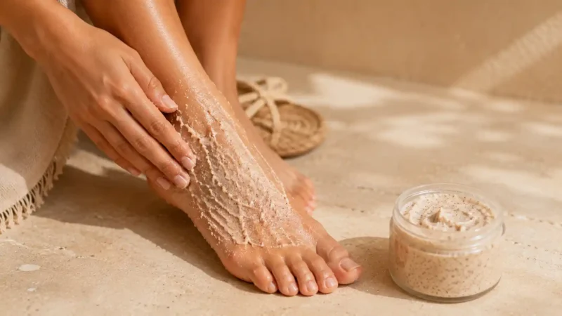 Pieds secs été gommage naturel sandales maison